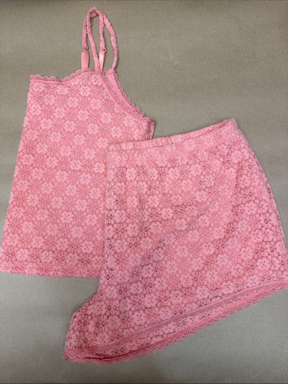 Old Navy Pink Lace Camisole and Lace Skirt Sleep Set